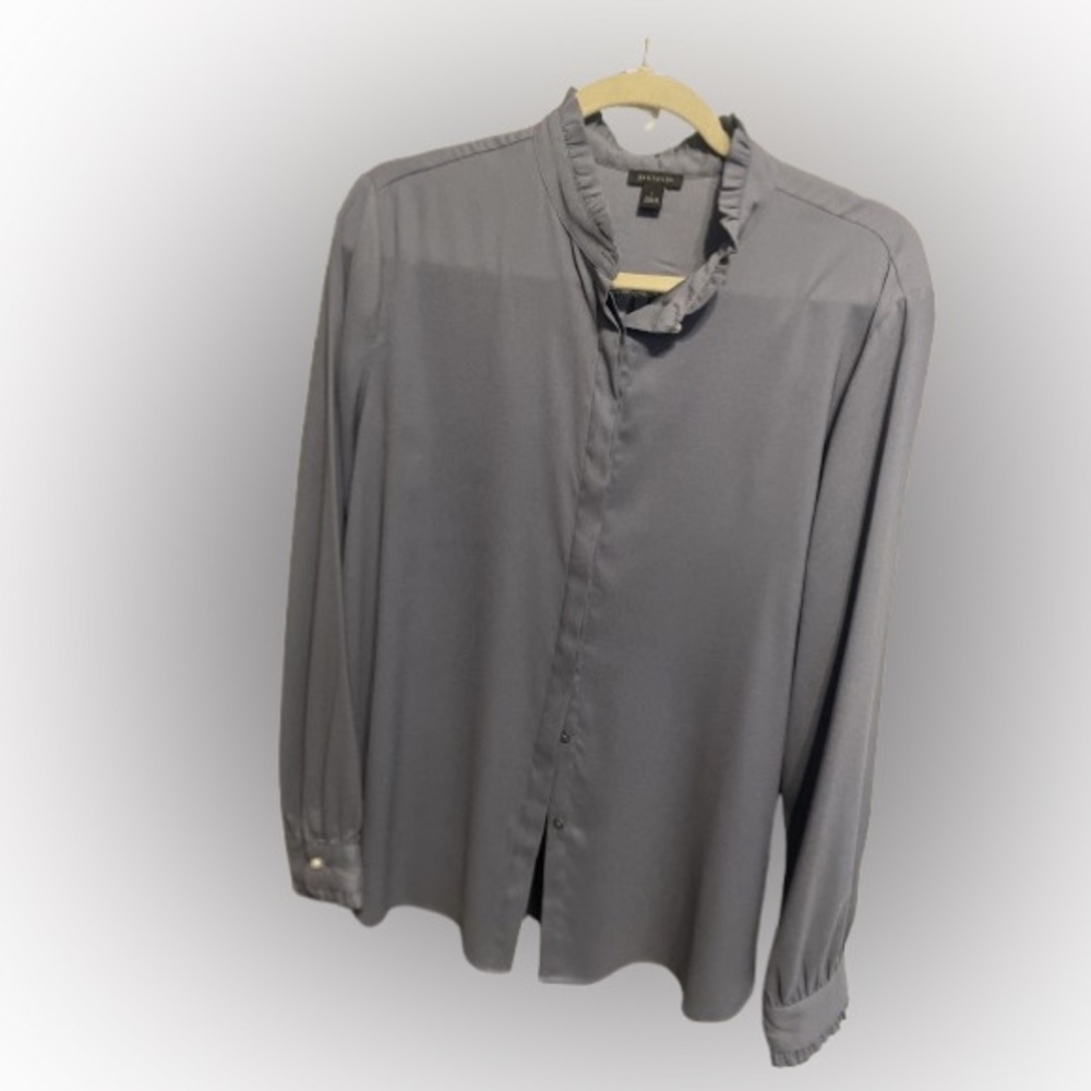 Ann Taylor Light Blue Ruffled Blouse
